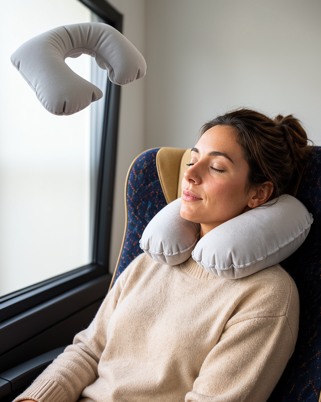SEYAHAT YASTIĞI Pratik şişme boyun yastığı hafif ergonomik