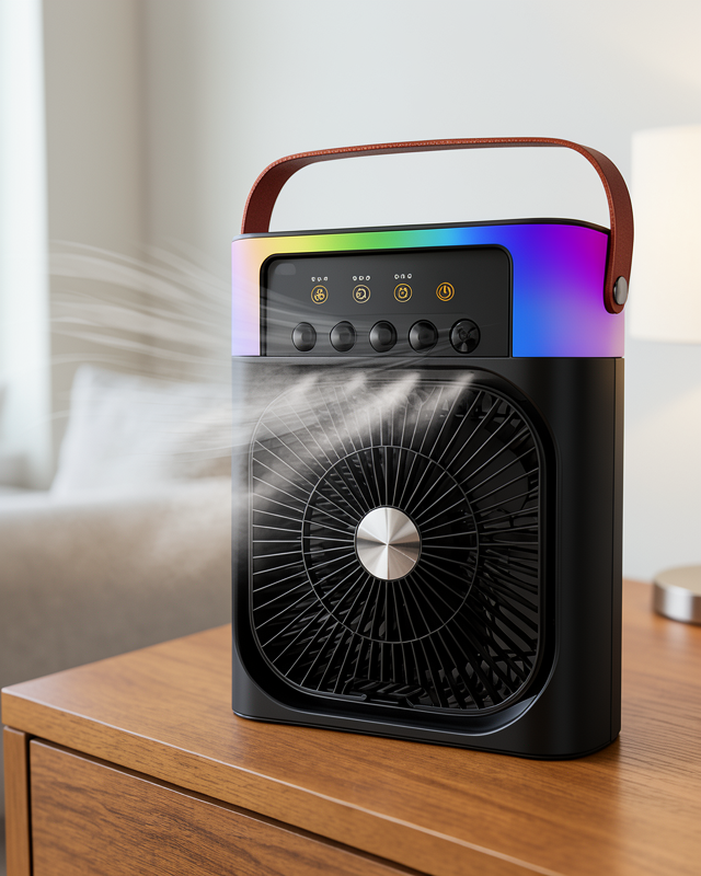 RGB Işıklı Buharlı Fan USB Şarjlı Sessiz Taşınabilir Masaüstü