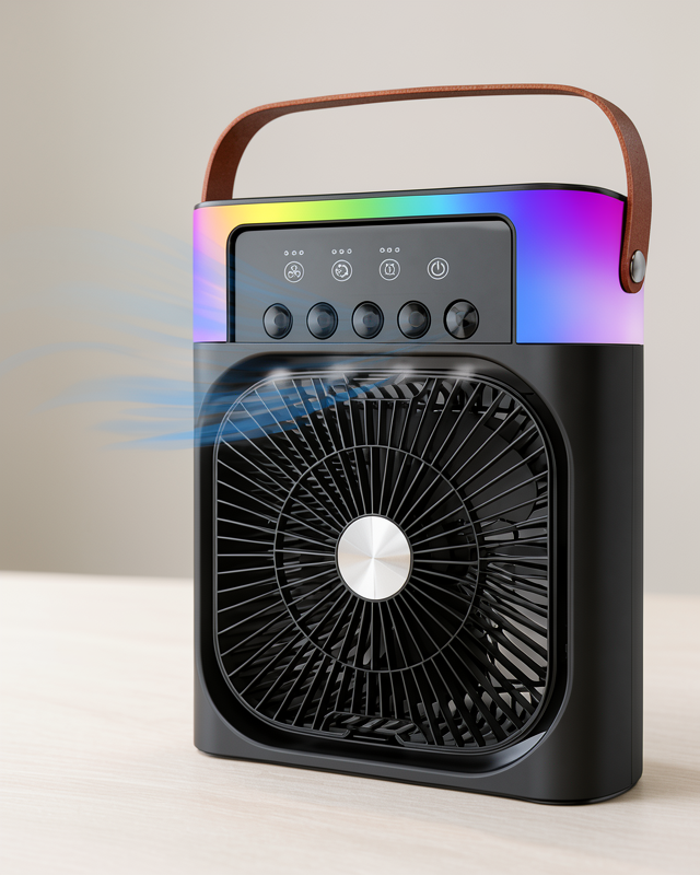 Mini Klima Fan Buharlı Soğutucu RGB Led Işıklı Taşınabilir Fan