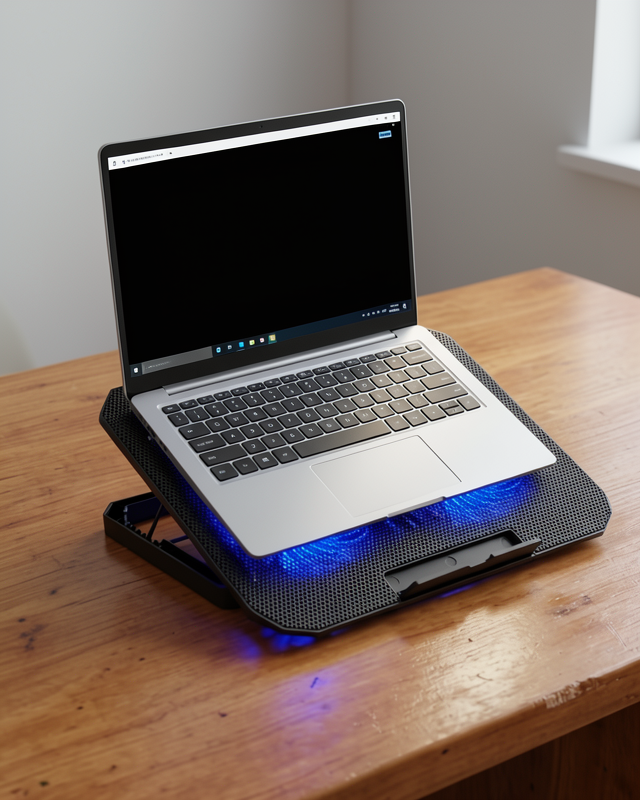 Laptop Soğutucu USB Girişli Çift Fan Mavi Işıklı 17 inç