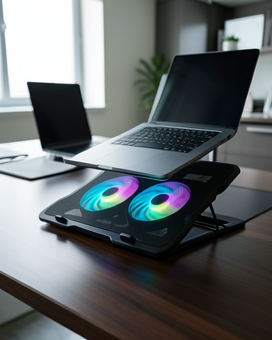Ayarlanabilir Laptop Soğutucu Çift Fan RGB Işıklı Sessiz