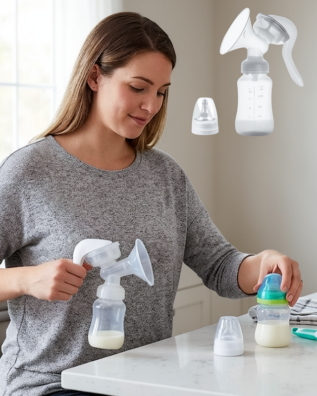 BPA İçermez Manuel Göğüs Pompası 180 ml Biberon Başlıklı Ergonomik