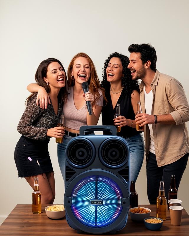 BT612 Bluetooth Hoparlör 6.5 inç Taşınabilir Mikrofon RGB Işık