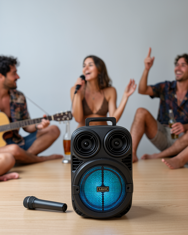 Taşınabilir Bluetooth Hoparlör Mikrofonlu 6.5 İnç RGB Işıklı