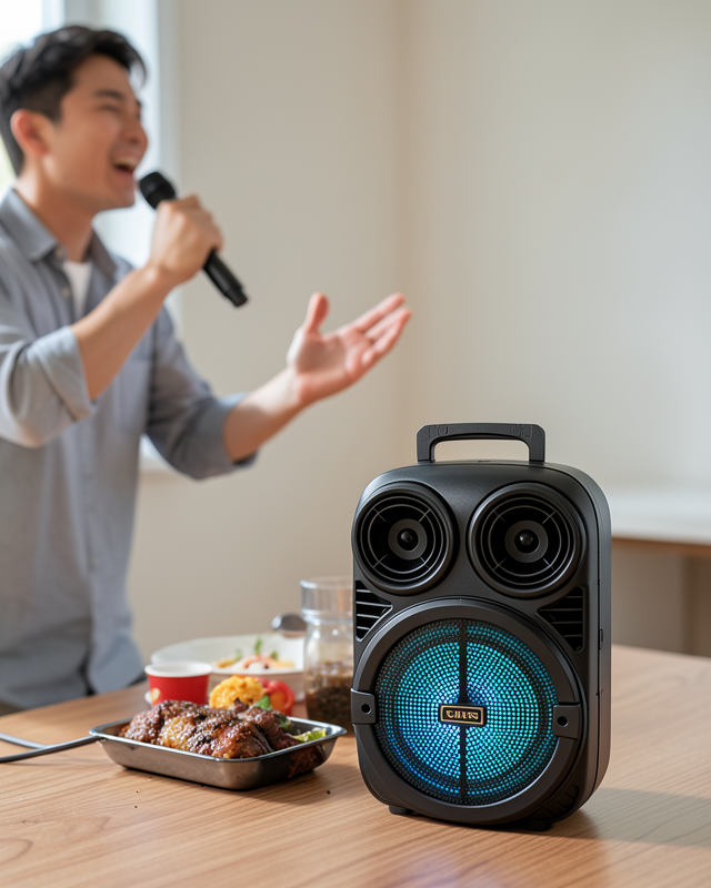 Bluetooth Karaoke Hoparlör RGB Işıklı Taşınabilir Mikrofonlu USB TF Kart