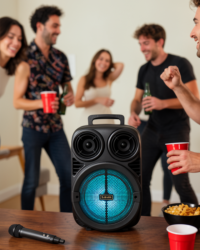 Kablosuz Karaoke Hoparlör 6.5 İnç Mikrofonlu Bluetooth RGB Işıklı