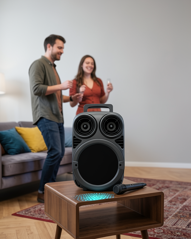 Bluetooth Karaoke Hoparlör 6.5 İnç Mikrofonlu RGB Işıklı