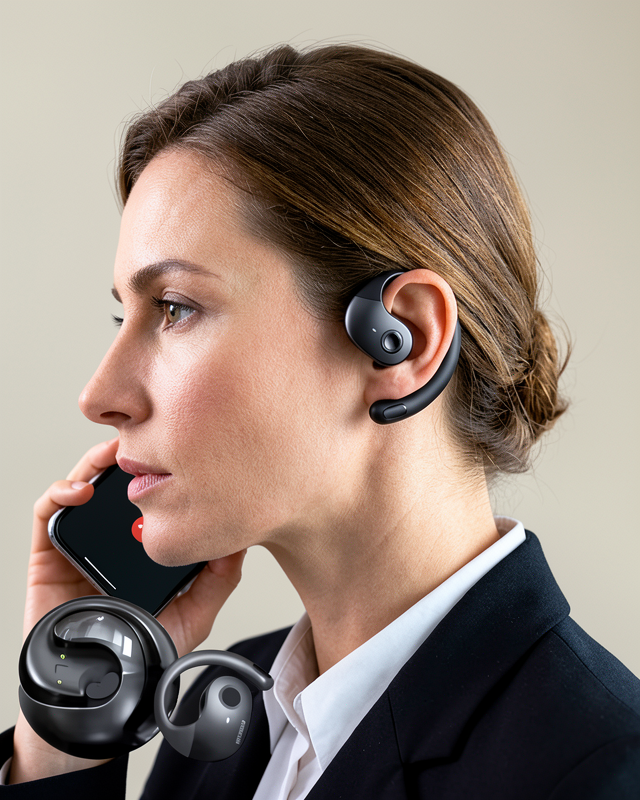 OWS Kablosuz Kulaklık Siyah Bluetooth 5.5 Gürültü Azaltma