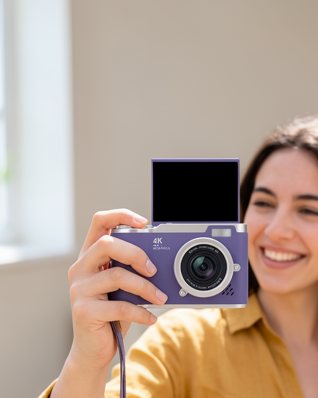 4K Dijital Kamera 48 MP Flip Ekran Vlog Fotoğraf Makinesi
