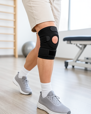 Açık Diz Kapağına Sahip Cırtlı Ayarlanabilir Kısa Diz Desteği Ligamentli