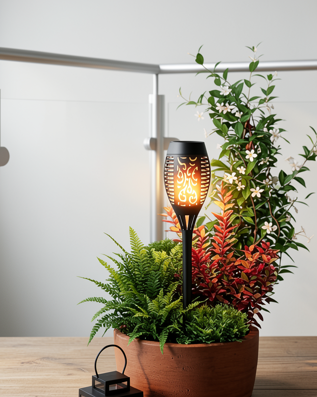 H12 Bahçe Lambası Solar LED Alev Efekti Suya Dayanıklı
