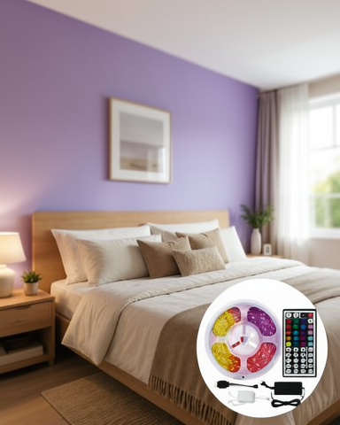 5050 SMD RGB LED Şerit 5 Metre Kumandalı Renkli TV Oda Masa Arkası Dekoratif