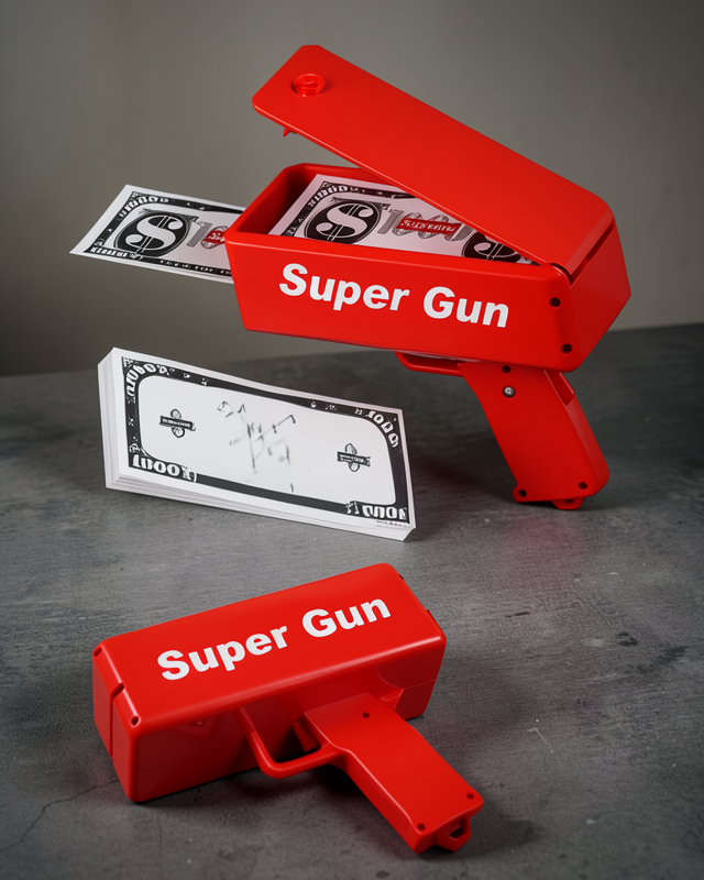 SUPER GUN Eğlenceli Para Fırlatma Oyuncağı Renkli Tasarım