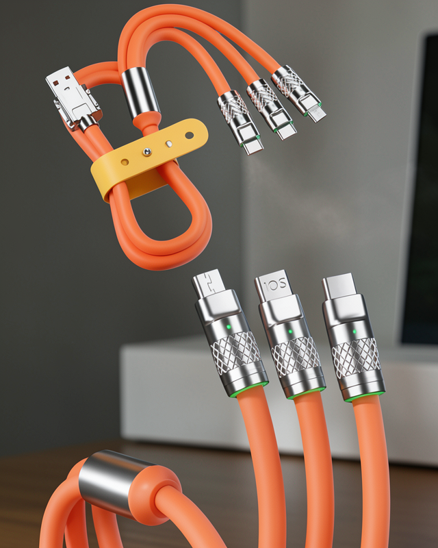 USB Type-C Çoklu Şarj Kablosu 120W Hızlı Şarj İOS Uyumlu