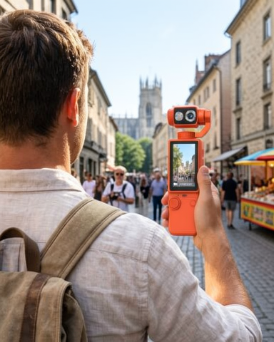 Kompakt 4K Gimbal Kamera 180 Derece Döner Başlık Stabil Video