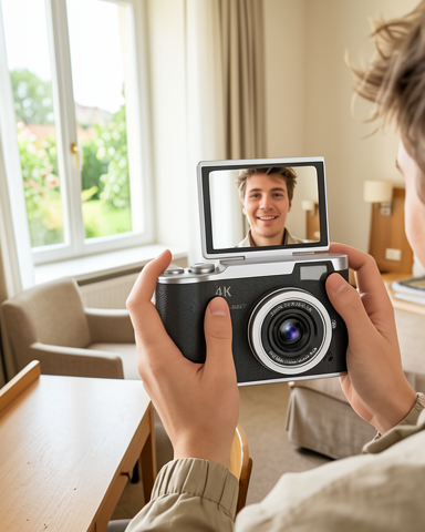 Dijital Kamera 48 MP 4K 8X Zoom 180 Derece Ekran Çocuklar İçin