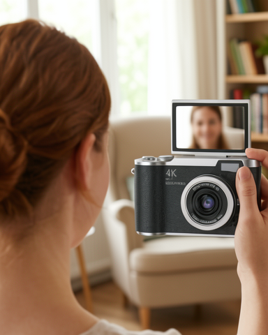 Dijital Kamera 4K Video 48 MP 8X Zoom 180 Derece Ekran