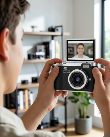 4K Dijital Kamera 48 MP 8X Zoom 180 Derece Flip Ekran
