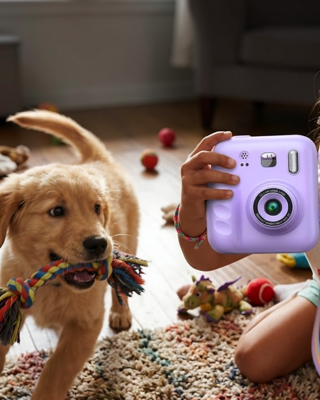 Çocuk Fotoğraf Makinesi HD Ekran Video Kayıt Baskı Kağıdı Kalem