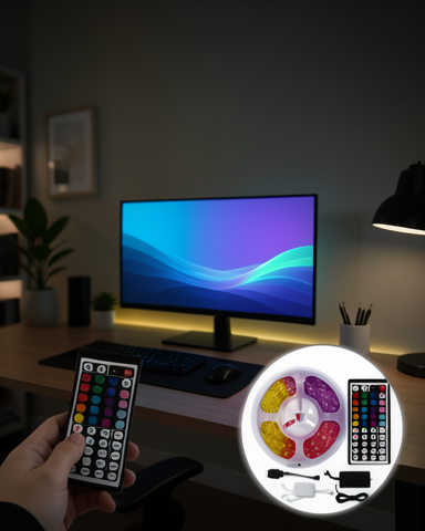 Uzaktan Kumandalı RGB Şerit LED 5 Metre 12V 5050 SMD Çok Renkli Dekoratif Işık