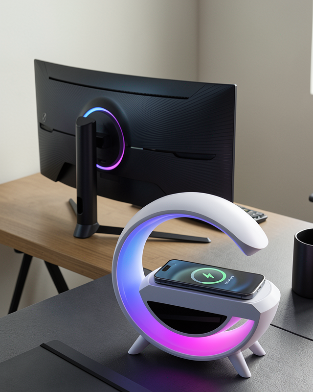 GOOGLE Dijital Cihaz Kablosuz Şarj Bluetooth Hoparlör RGB Işık