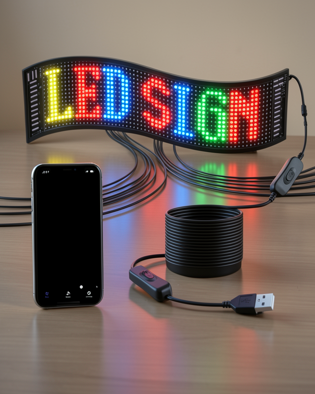 RGB LED Matrix Panel 60 cm 16x96 Piksel USB Bağlantı Kontrol