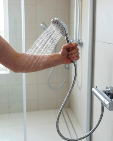 4 Kademeli Krem El Duşu Başlığı Spiral Hortumlu Banyo Duş Seti