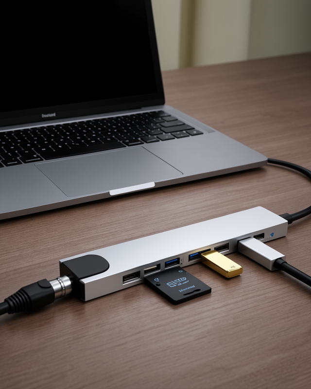 Type C Hub 8 Port USB HDMI RJ45 Çoklayıcı Kart Okuyucu
