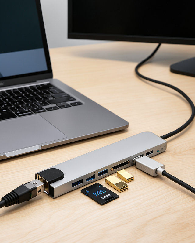Type C Hub 8 Port USB HDMI RJ45 SD TF Kart Okuyucu
