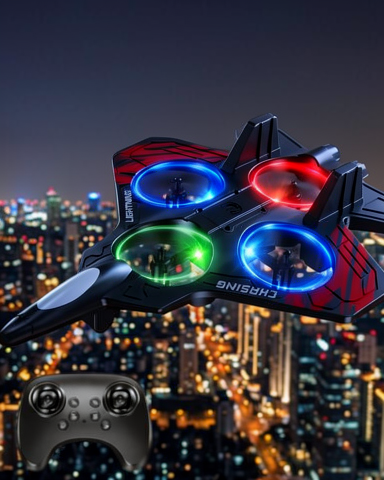 Drone LED Işıklı Uzaktan Kumandalı Fighter Jet 360 Derece Dönebilen