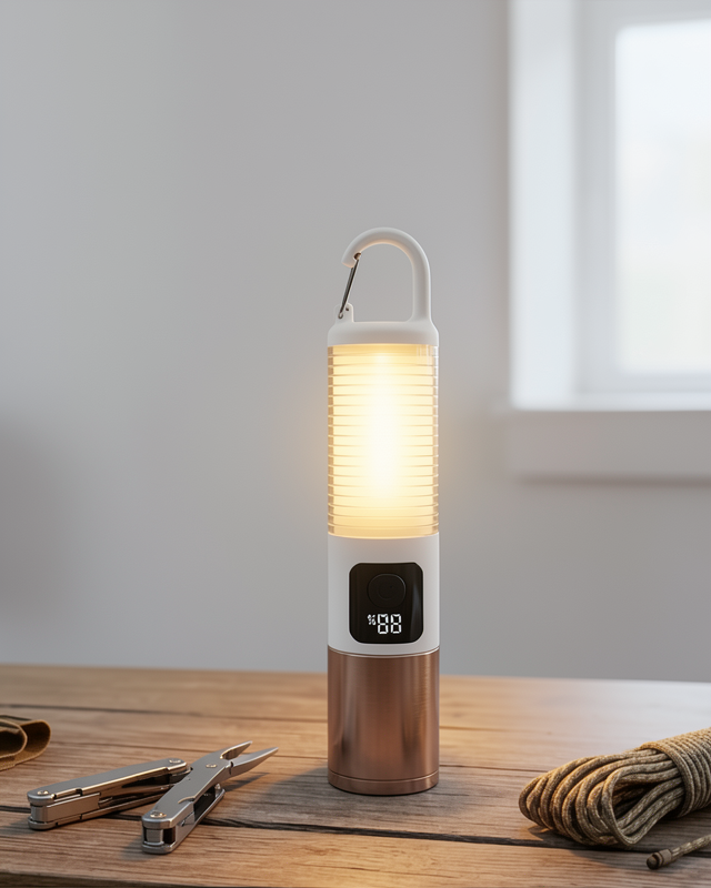 Taşınabilir LED Kamp Lambası USB Şarjlı 500 Lümen Güç Göstergeli