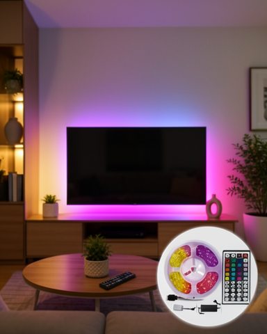 5 Metre RGB Şerit LED 5050 SMD Uzaktan Kumandalı Renkli Dekoratif LED