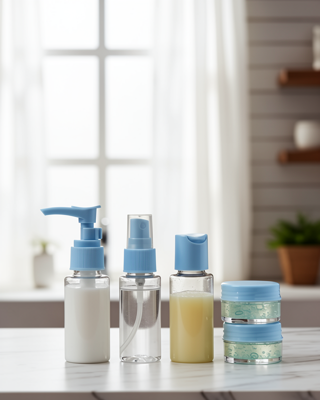 5Lİ SEYAHAT ŞİŞE SETİ 30 ML MAVİ SIZDIRMAZ KAPAKLI