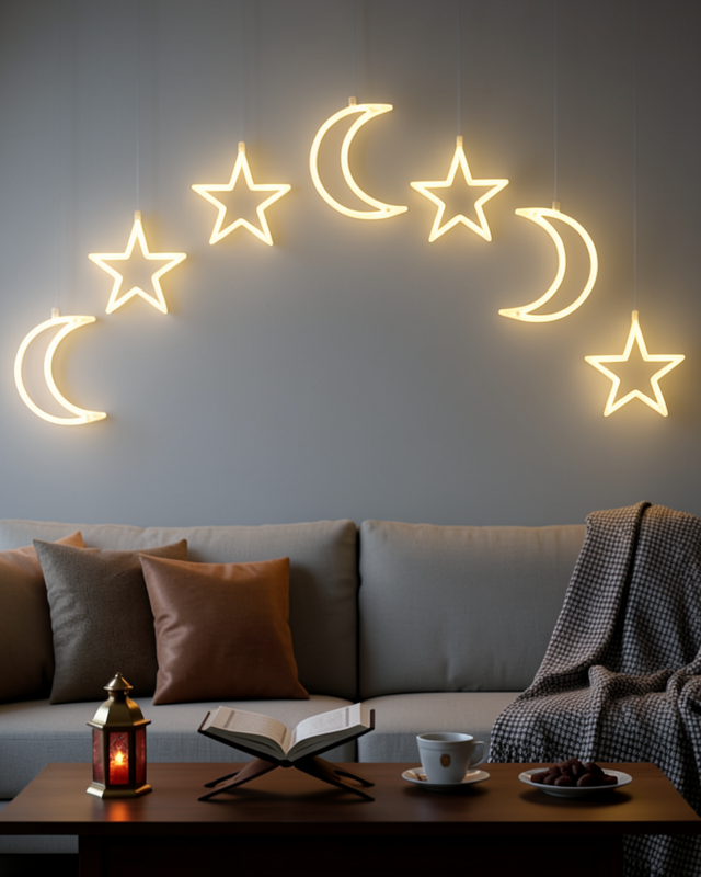 Büyük Ay Yıldız Ramazan Led Işık Dekoratif Aydınlatma