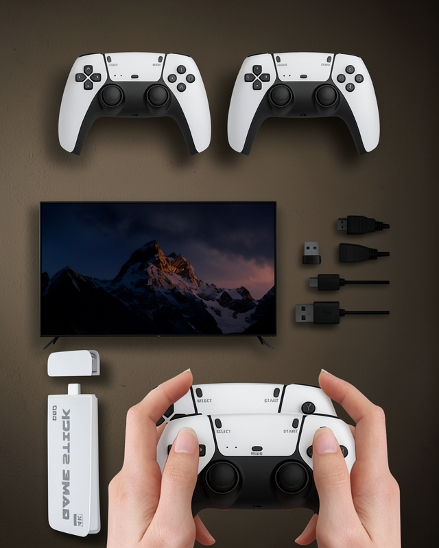 Oyun Konsolu 3D 4K 2000 Oyunlu Game Stick Çift Konsol
