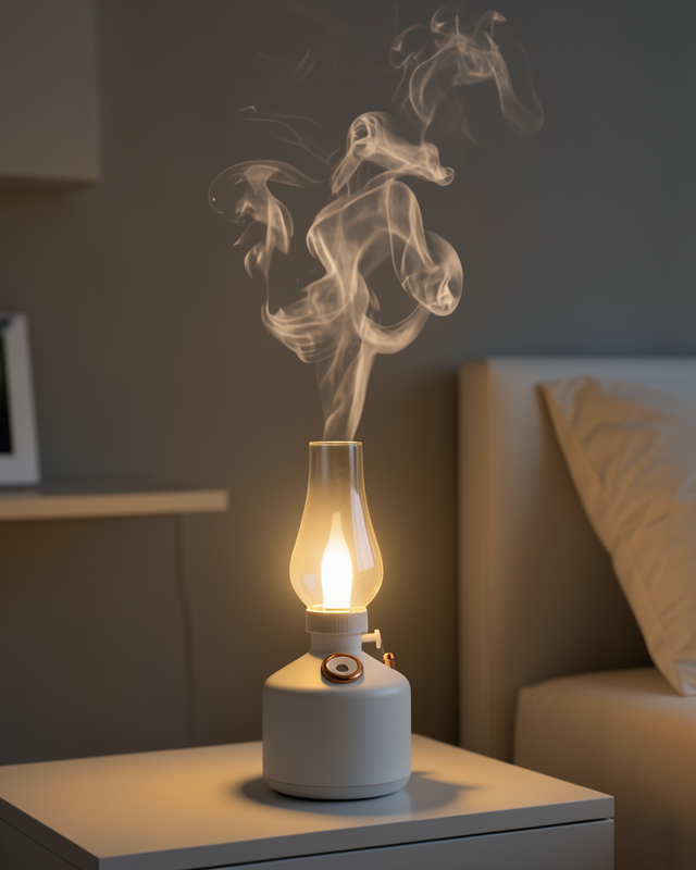 USB Şarjlı Aroma Difüzörü 280 ml Retro Gaz Lambası Tasarımı