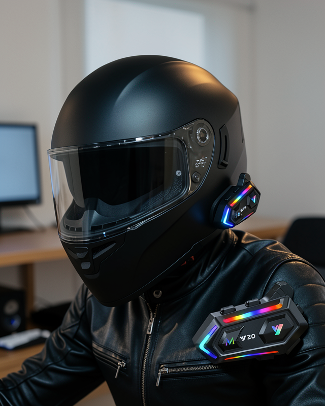 IPX6 Intercom 1000m Bağlantı 1000mAh Batarya RGB Işıklı