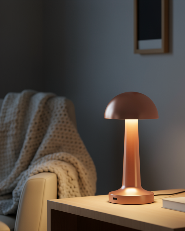 Bronz Dokunmatik Masa Lambası 3 Renk LED Kablosuz USB Şarjlı