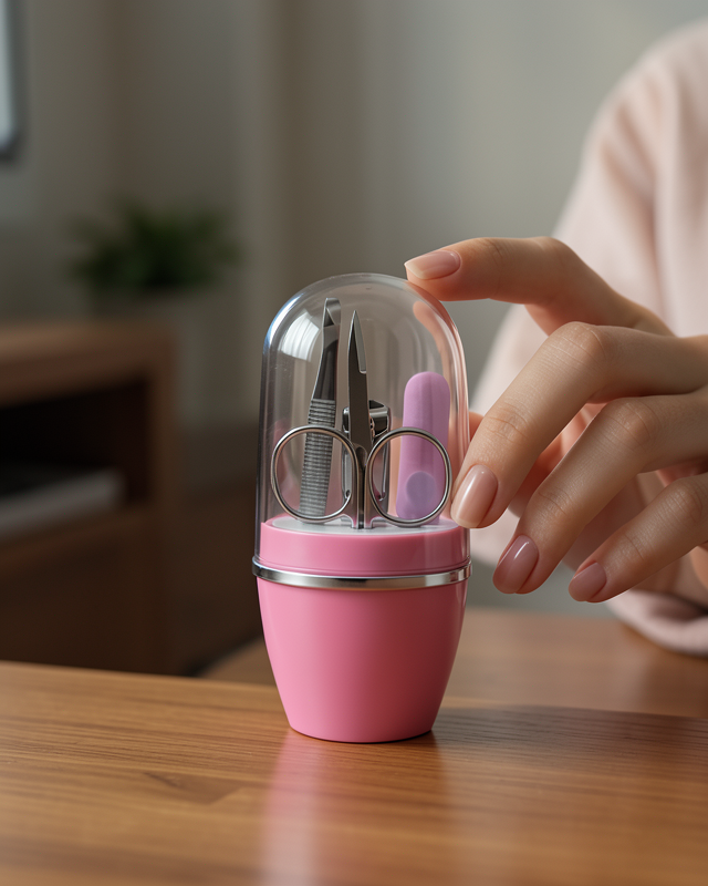 Tırnak Bakım Manikür Pedikür Seti 4 Parça Pembe Dayanıklı