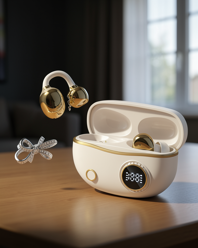 Bluetooth Kulaklık Kulak Klipsli Kompakt Hafif 2 Kurdele Küpe Hediyeli