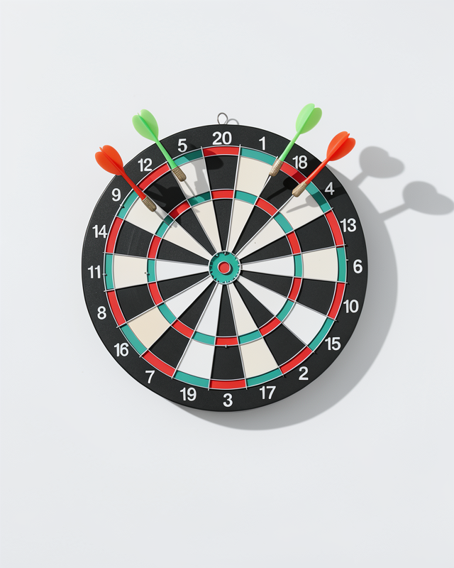 15 İnç Dart Tahtası Ahşap Gövde 4 Metal Uçlu Dart Oku
