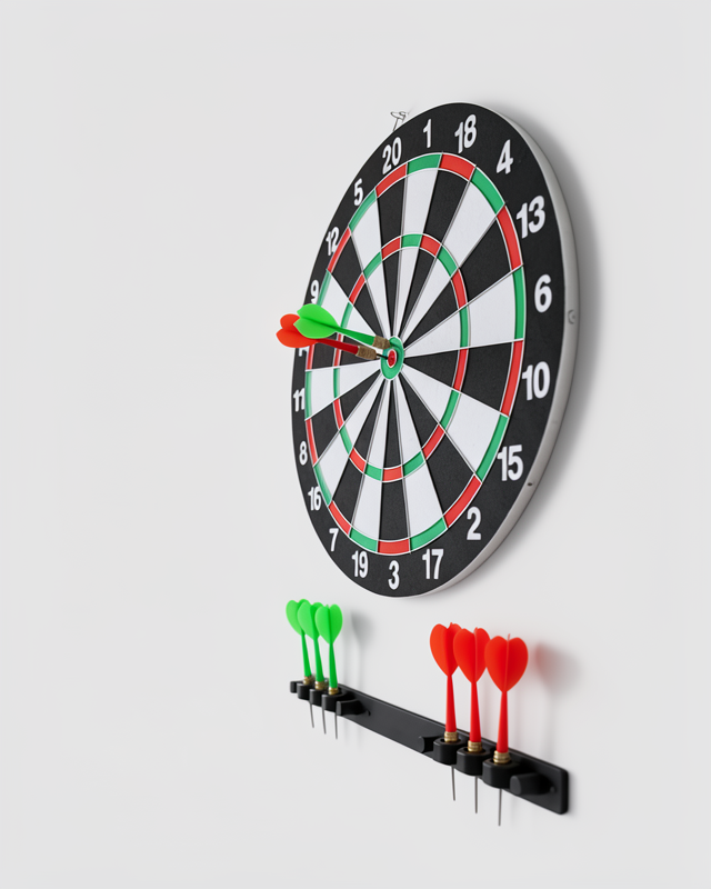 Dart 12 İnç Ahşap Dart Tahtası Seti Metal Uçlu Dart Okları