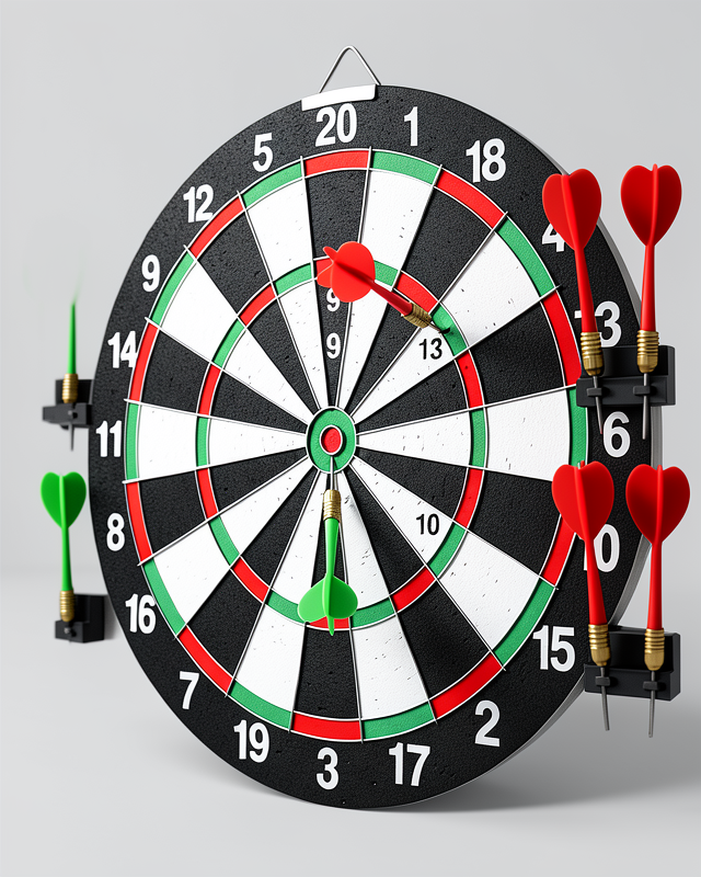 12 İnç Dart Tahtası 4 Adet Metal Uçlu Kolay Montajlı