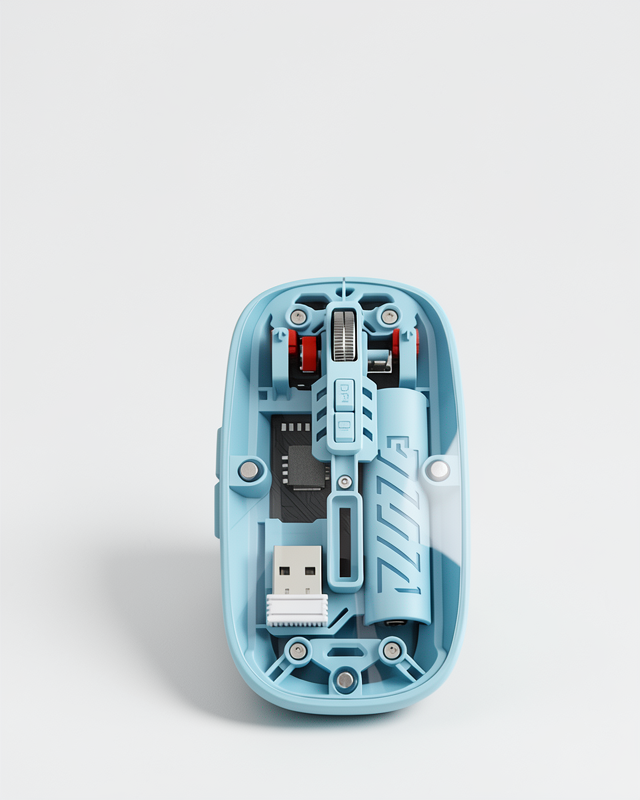 Kablosuz Mouse Bluetooth 5.2 2.4G USB Pilli Mavi Tasarım
