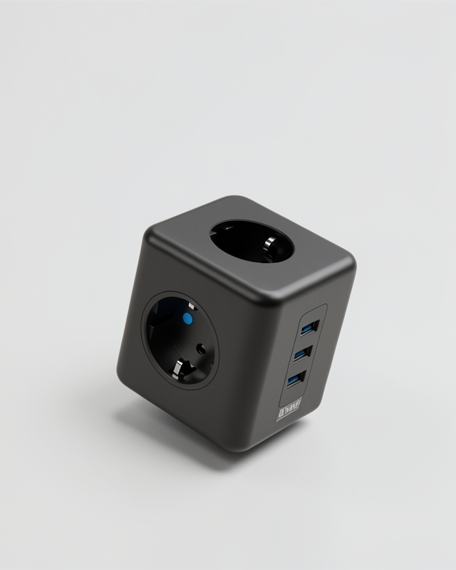 Küp Priz 3 Prizli USB Akım Korumalı Elektronik Cihazlar İçin