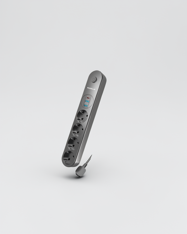 3402 Modeli Çoklu Priz 4'lü USB Type-C 2 Metre Kablo