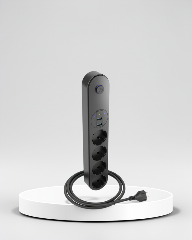 4'lü çoklu priz Type-C ve USB çıkışlı akıllı akım dengeleme