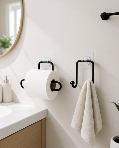 Yapışkanlı Havlu Askılığı ve Rulo Kağıt Tutucu Seti, Banyo ve Mutfak İçin