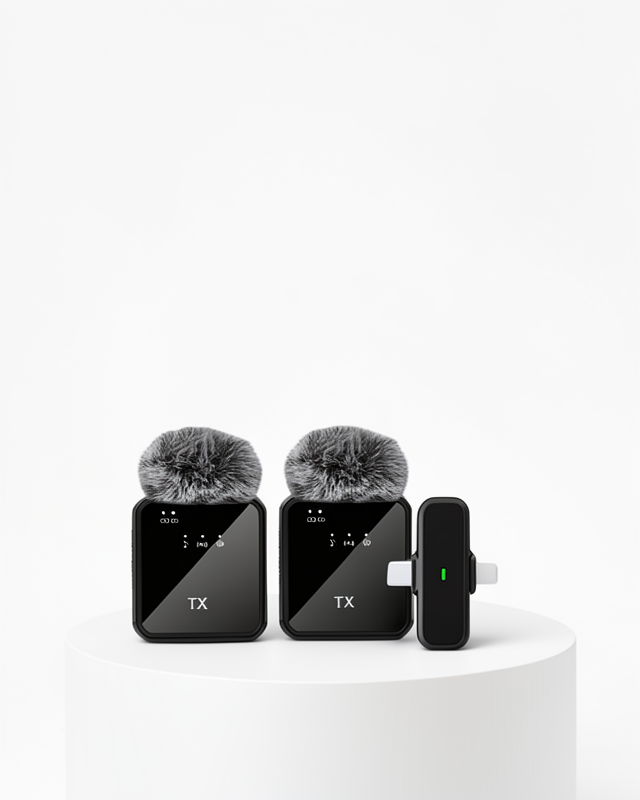 iOS ve Android ile uyumlu 2in1 Kablosuz Yaka Mikrofonu