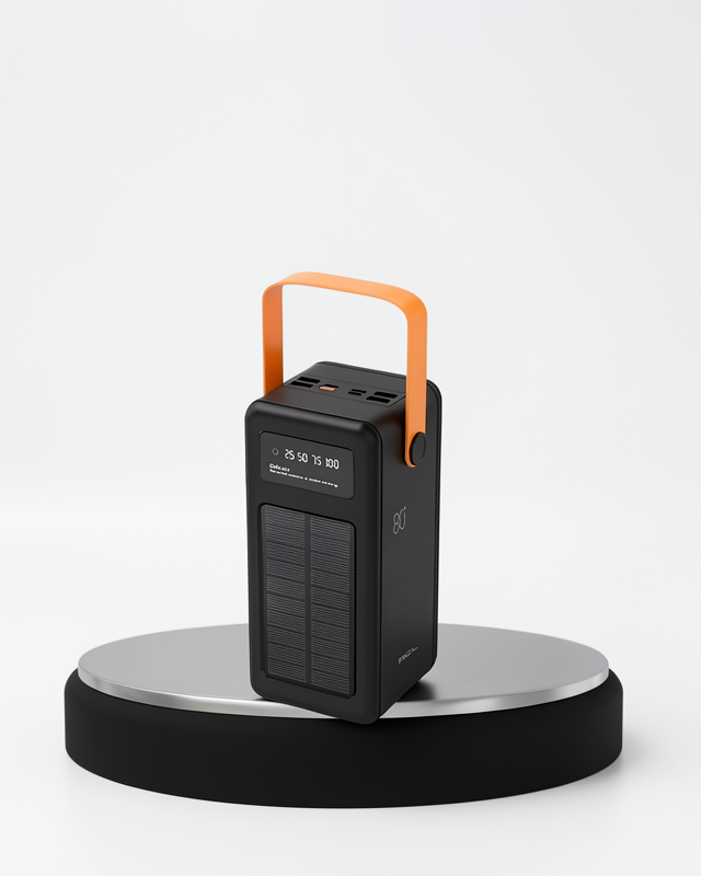 Güneş Enerjili 80000 mAh Powerbank 4 Kablolu Type C Lightning Micro USB